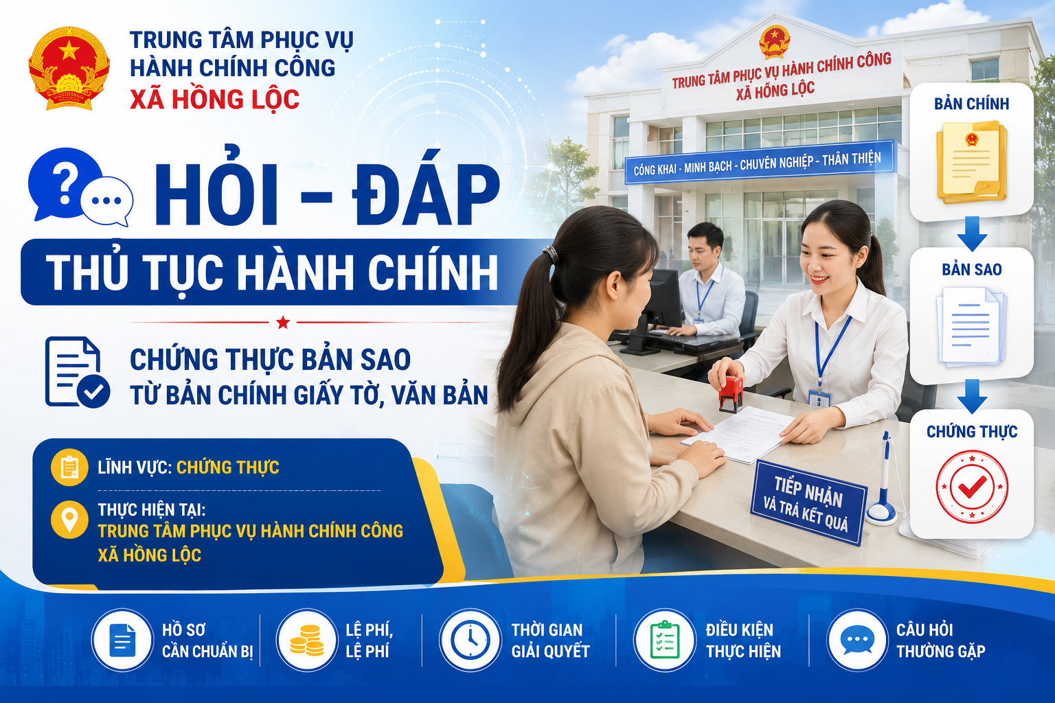 Hỏi - Đáp TTHC: Chứng thực bản sao từ bản chính giấy tờ
