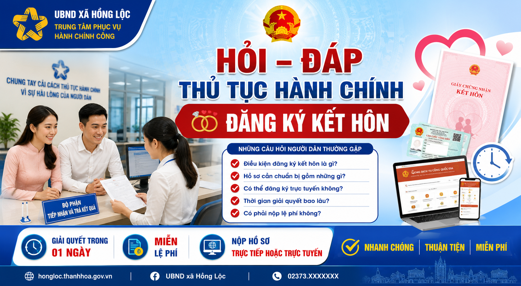 Hỏi - Đáp TTHC: Thủ tục đăng ký kết hôn