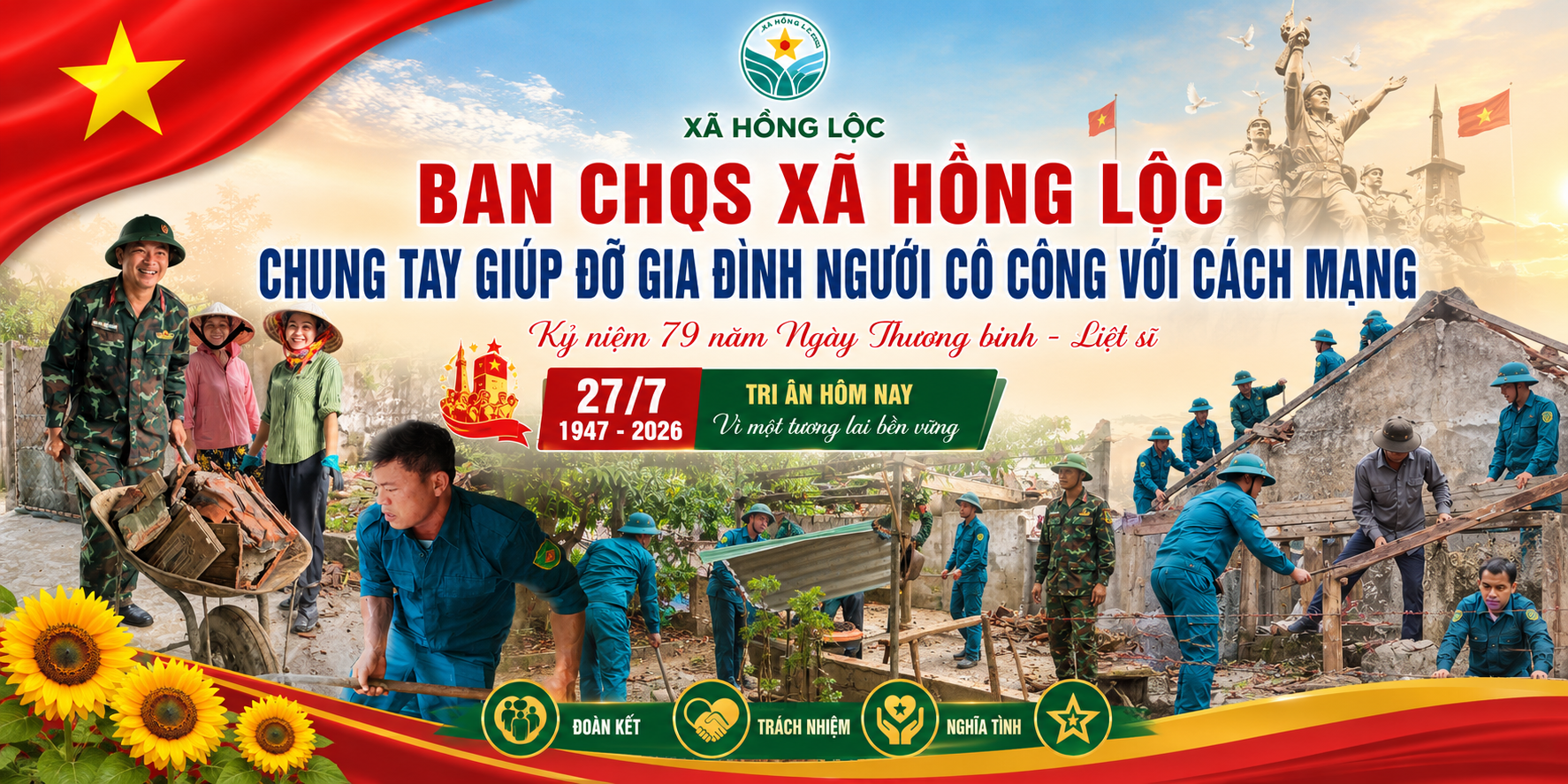 BAN CHQS XÃ HỒNG LỘC CHUNG TAY HỖ TRỢ GIA ĐÌNH NGƯỜI CÓ CÔNG VỚI CÁCH MẠNG
