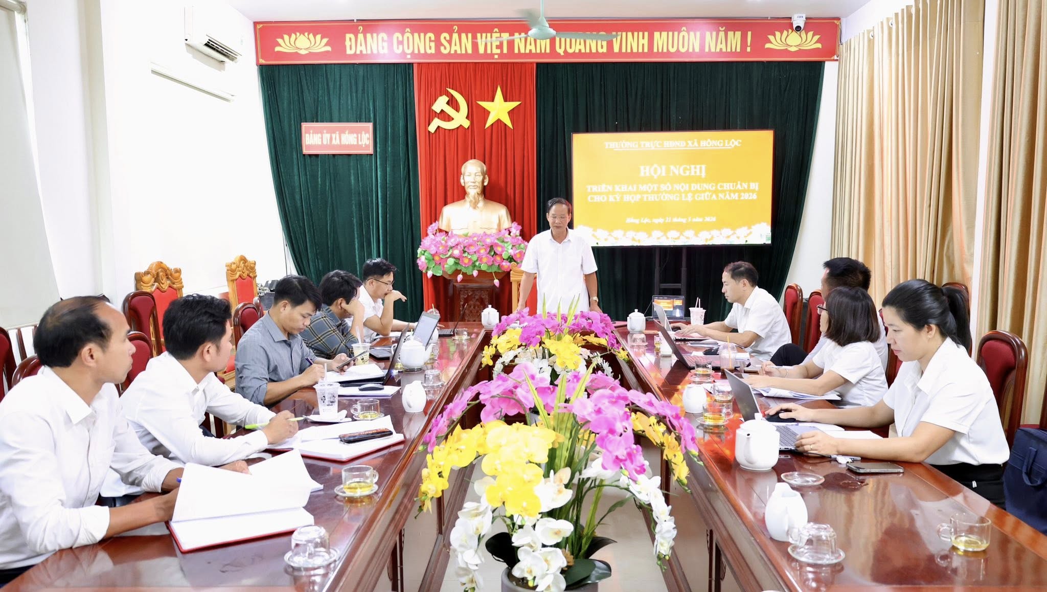 HĐND XÃ HỒNG LỘC TỔ CHỨC HỘI NGHỊ LIÊN TỊCH TRIỂN KHAI KẾ HOẠCH CHUẨN BỊ KỲ HỌP THỨ HAI, HĐND XÃ KHÓA XXI, NHIỆM KỲ 