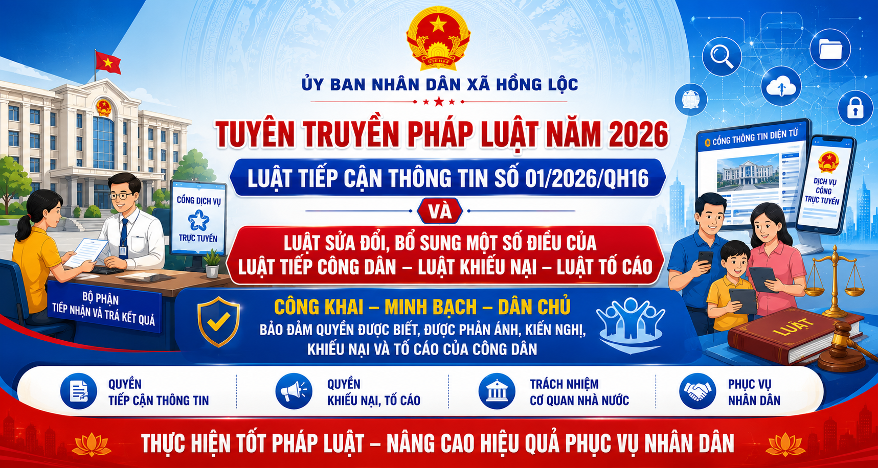 TUYÊN TRUYỀN PHÁP LUẬT NĂM 2026: Luật tiếp cận thông tin và Luật sửa đổi, bổ sung một số điều của Luật tiếp công dân - Luật khiếu nại - Luật tố cáo