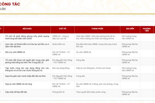 Lịch công tác tuần